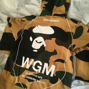 Med Bape Giant  Full Zip  Hoodie Yellow